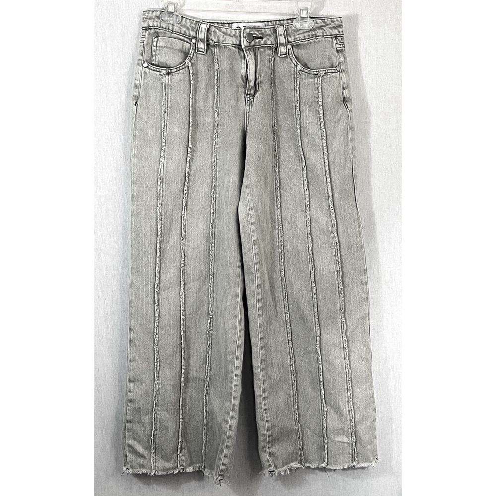 PTCL Wide Leg light blue bleached vertical seamed raw edge jeans size 27